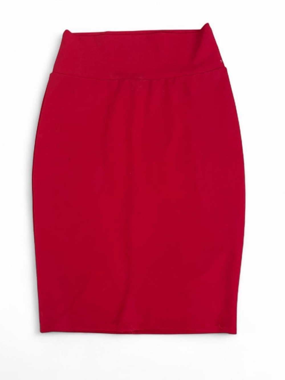 Vky & Co red midi pencil skirt with stretchy waistband, curve flattering Sz L